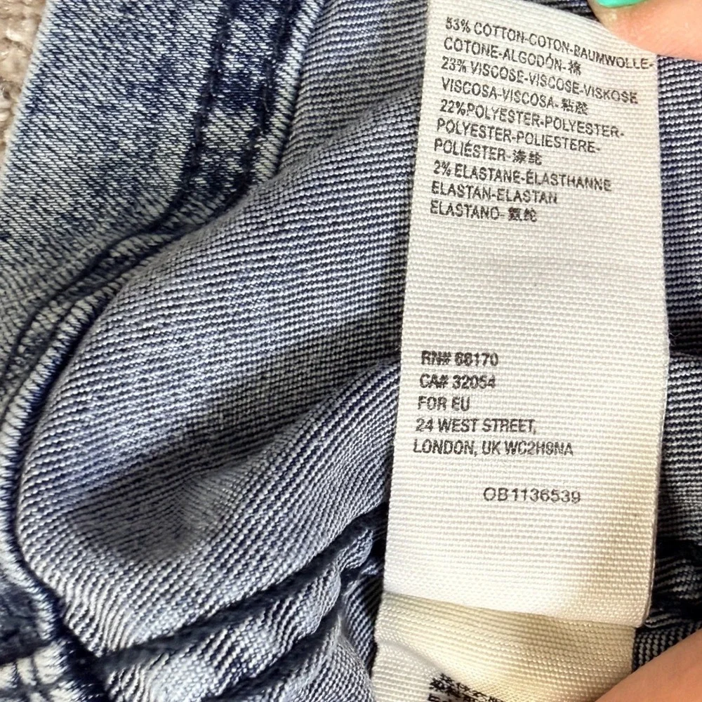 Free‎ People Women Skirt Acid Wash Mini Size 2 Blue Denim Stretch